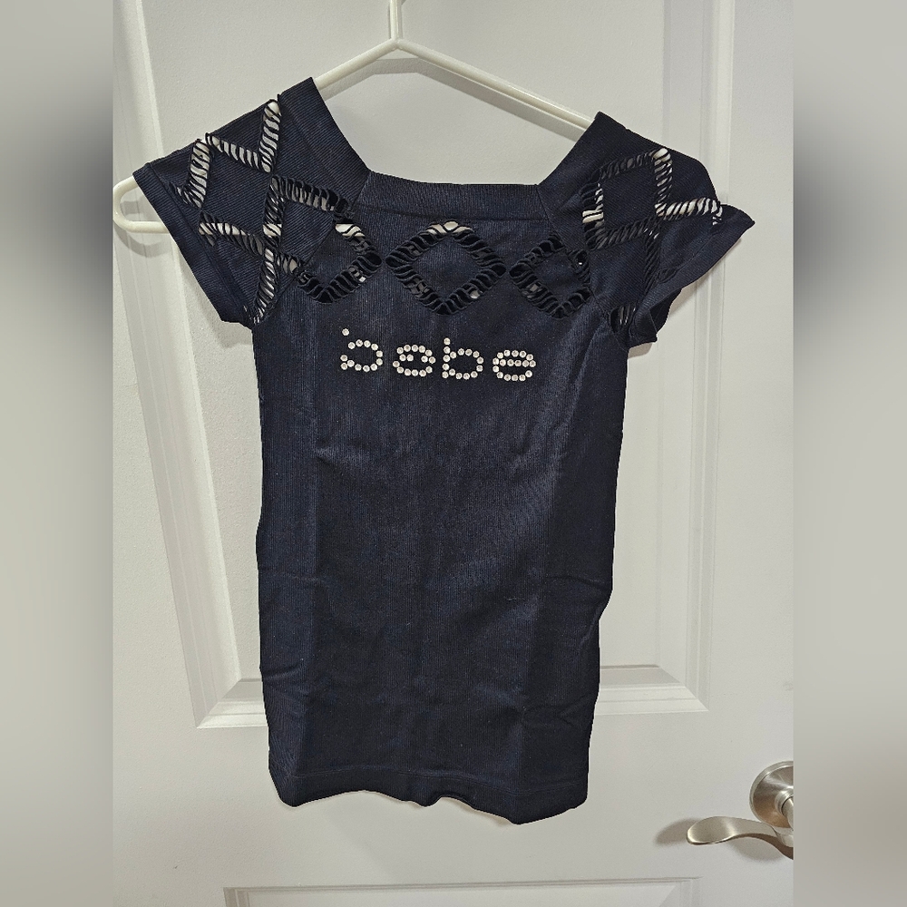 Bebe Black Short Sleeve Top